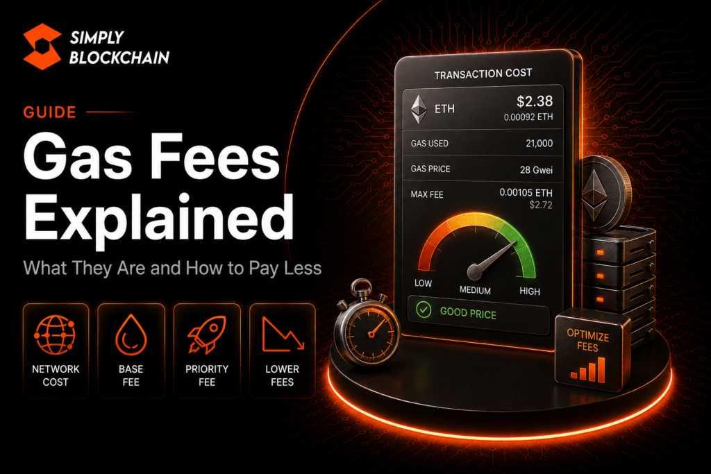 Gas fees explained showing blockchain network costs and how transaction fees work